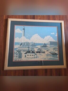 Historic Cape May Lighthouse New Jersey Lithograph By Jean L. Barton 26.5" x 22"